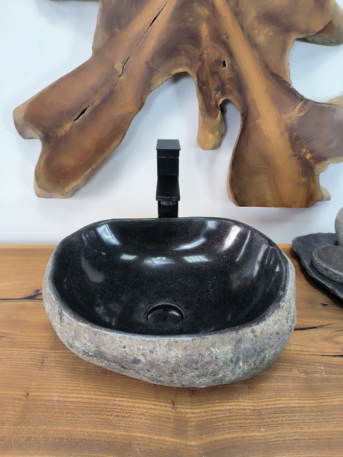 Раковина из речного камня RS-66373 41х33х14 из натурального камня