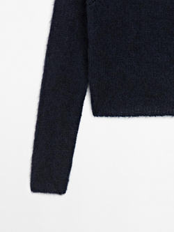 Massimo Dutti Трикотажный свитер из смесовой альпаки, темно-синий