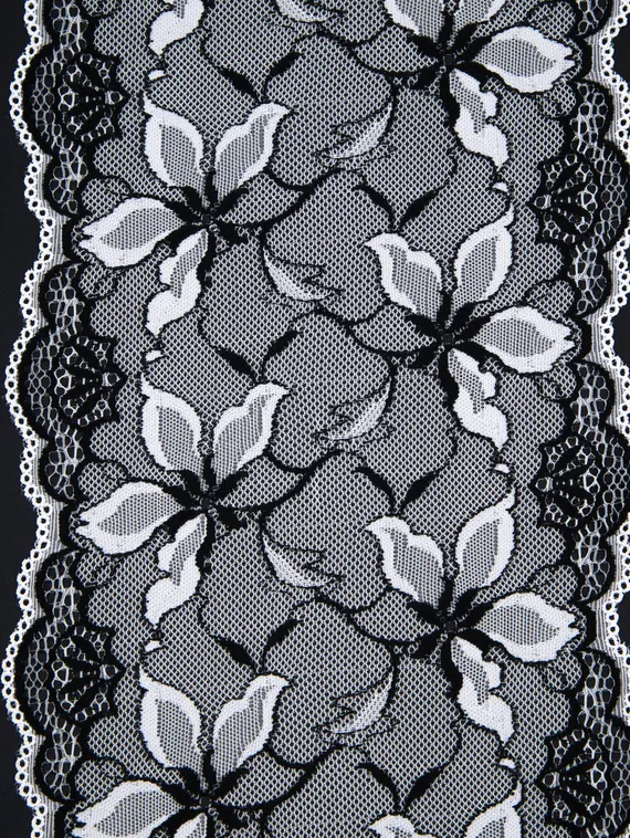 0455 Кружево эластичное 17 см, Италия, жасмин, белый