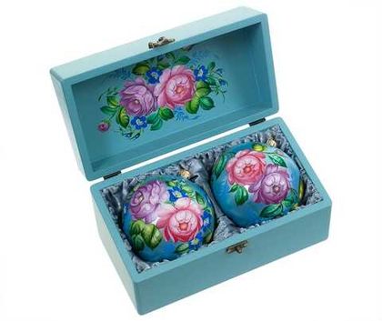 Set of 2 Christmas ball in a wooden box SET04D08112022003