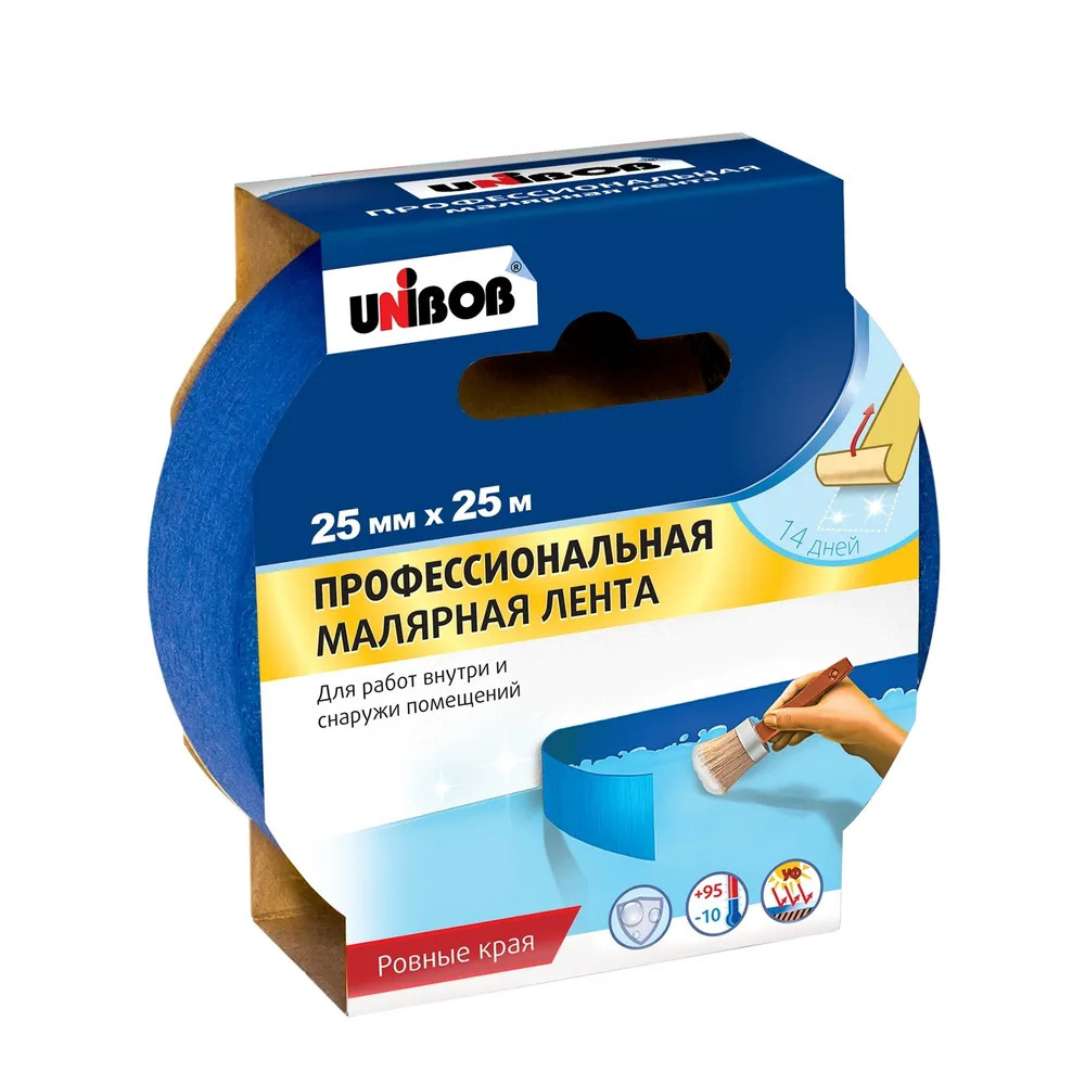 Скотч UNIBOB Синий - 25мм х 25м Узкий (Низкие температуры)