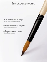 Набор кистей для рисования синтетика круглые (кисточки № 2, 4, 6, 8, 10,12) 6 шт., дерево лак
