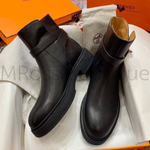 Женские ботинки Hermes Veo кожаные в черном цвете
