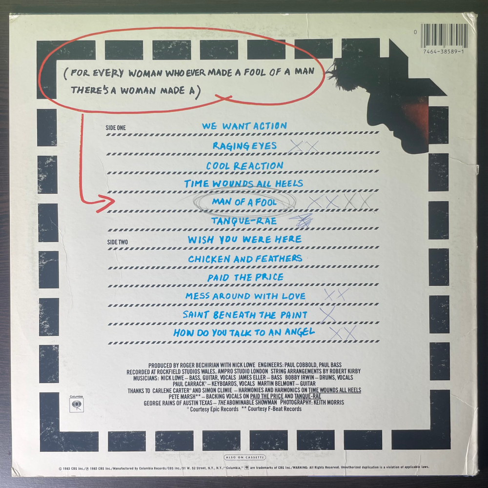 Nick Lowe ‎– The Abominable Showman (США 1983г.)