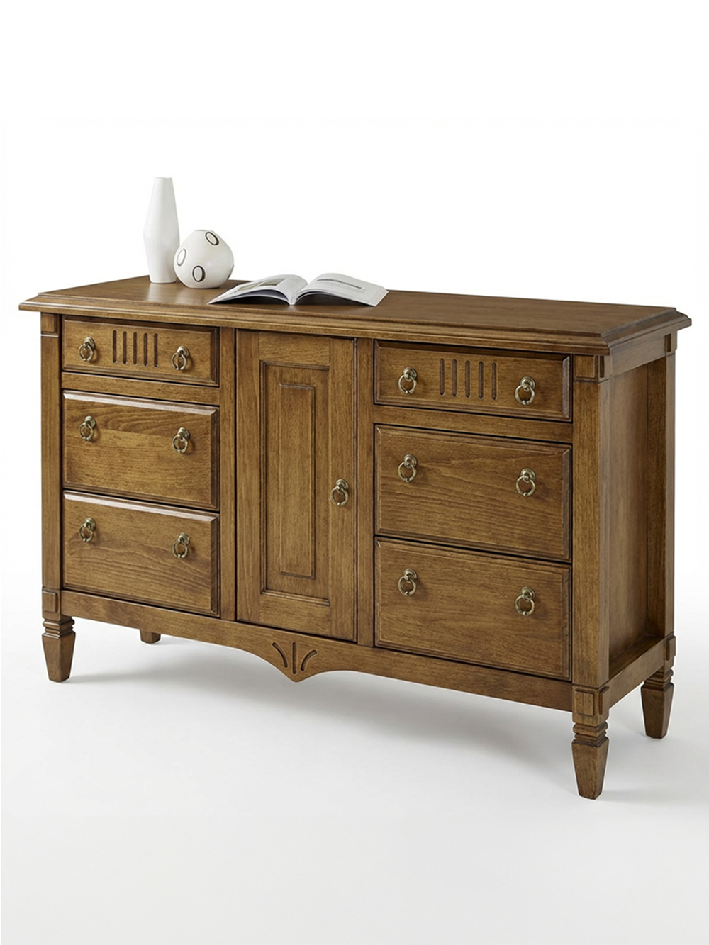 Комод 160х50х94, Джоли, с шестью ящиками для одежды, массив березы, цвет макиато, MAKOSA