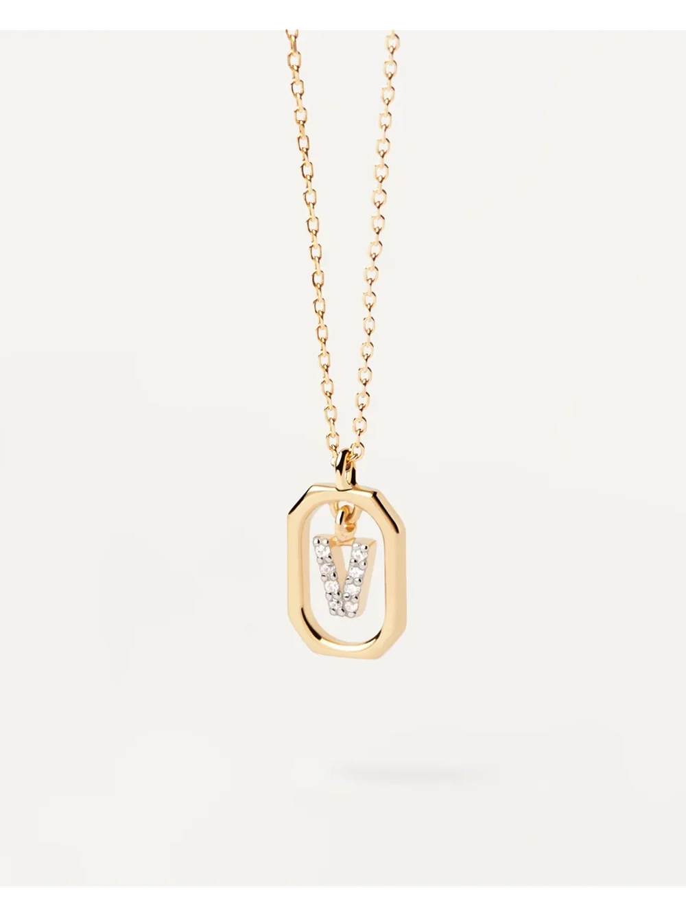 Колье Мини-Буква V серебро 925 пробы покрытое золотом