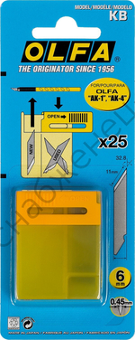 OLFA 25 шт, 6 мм, перовые лезвия для ножа OL-AK-1 (OL-KB)