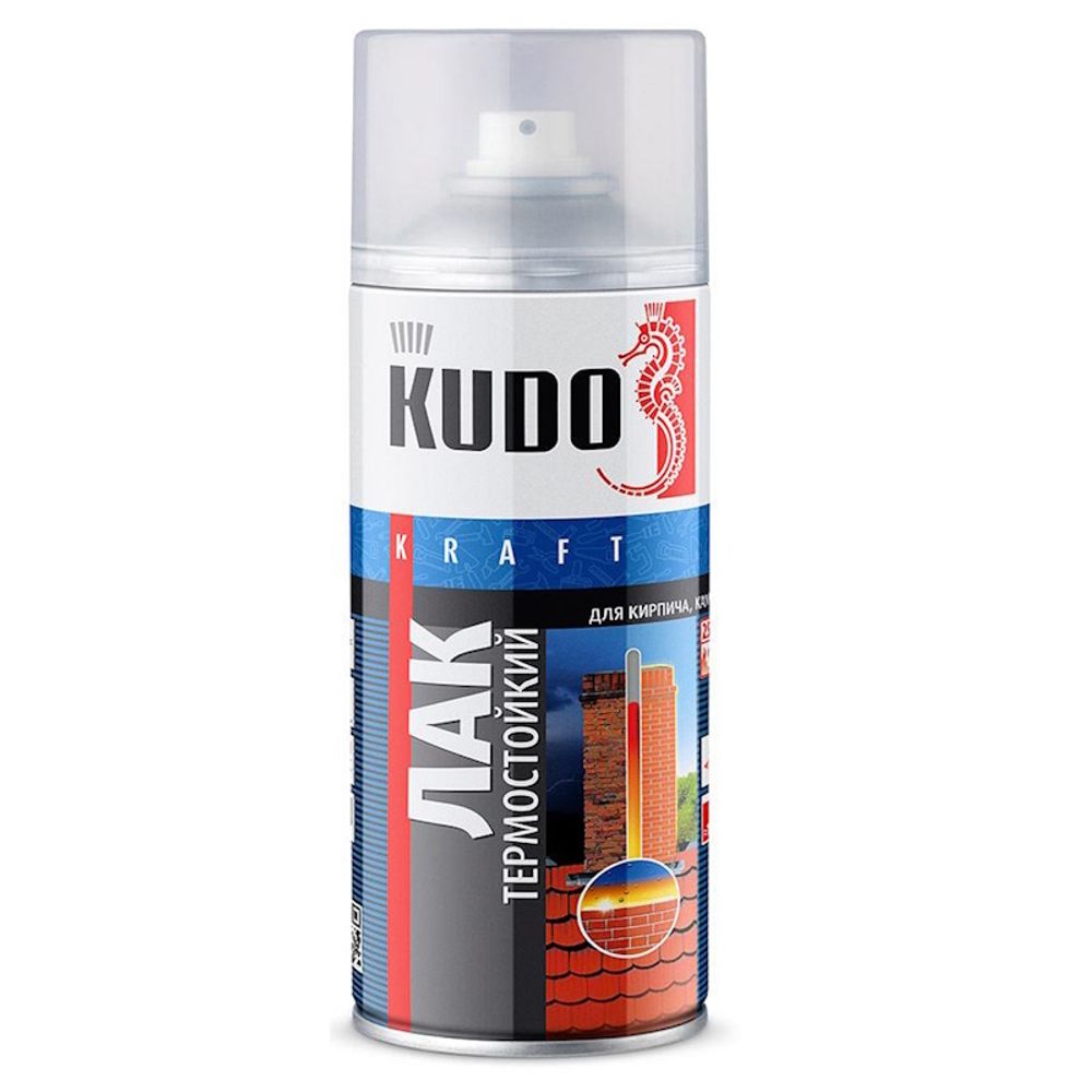 Лак аэрозольный KUDO термост. универс. д/каминов и печей глянц. до +250С   520мл