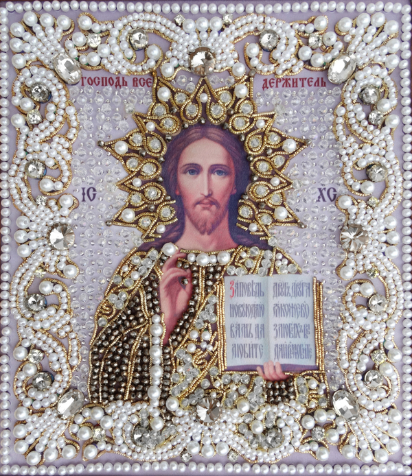 ЖС-6-ЗБ Набор для вышивания хрустальными камнями Господь Вседержитель (белый)