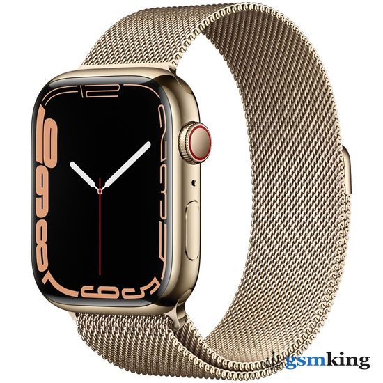 Apple Watch Series 7 GPS + Cellular 45mm Gold Stainless Steel Case with Gold Milanese Loop MKJG3LL/A