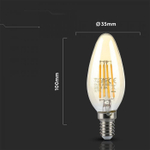 Лампа светодиодная, филамент V-TAC, E14, 4 Вт, 2200К, SKU 7113
