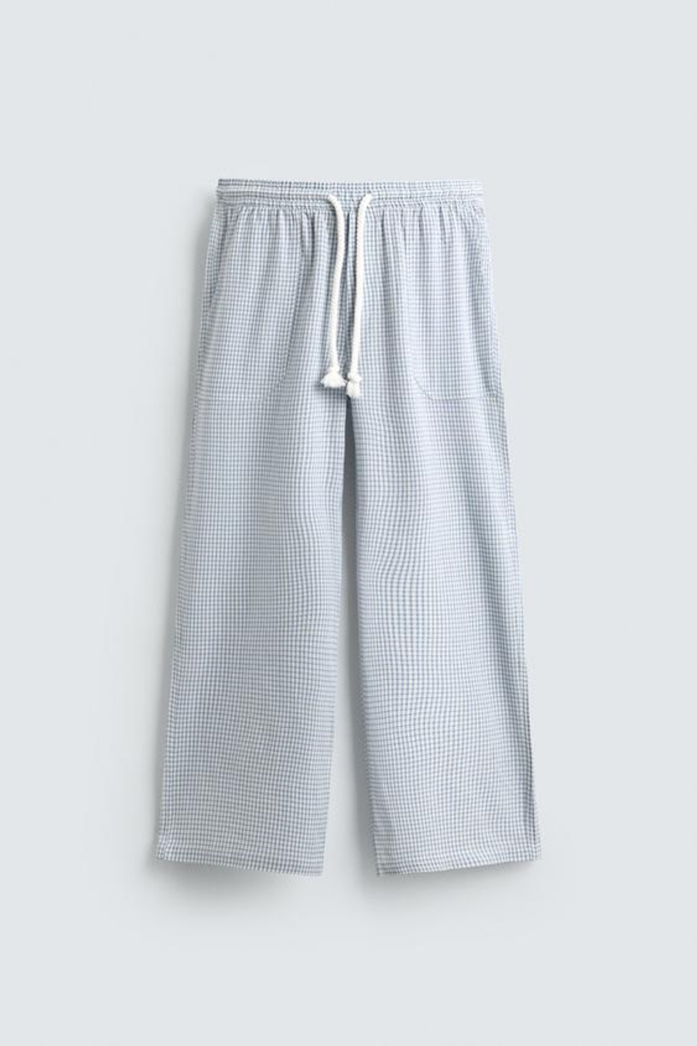 ZARA БРЮКИ RELAXED FIT В КЛЕТКУ, НЕБЕСНО-ГОЛУБОЙ