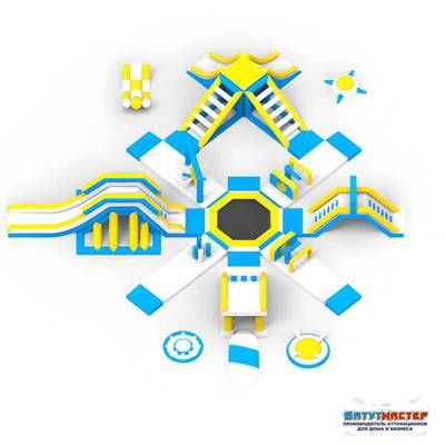 Большой надувной аквапарк «Аква Платформа» 30×27,8×4,3 м