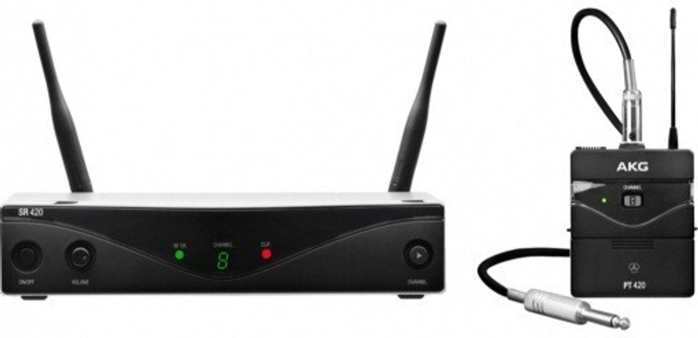инструментальная радиосистема с приёмником SR420, портативный передатчик PT420, гитарный шнур