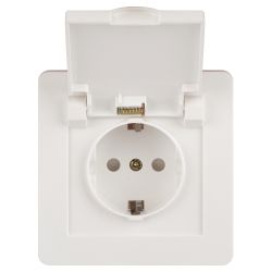 Розетка Intro Style 7-209-01 2P+E Schuko с крышкой штор., 16А-250В, IP44, СУ, белый