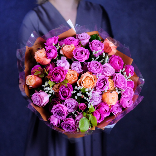 Купить Букет пионовидных роз «Карамель» #406