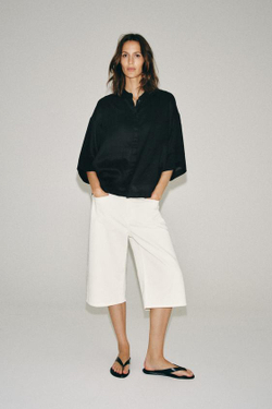 ZARA СТРУЯЩАЯСЯ РУБАШКА ОВЕРСАЙЗ — ZW COLLECTION, ЧЕРНЫЙ