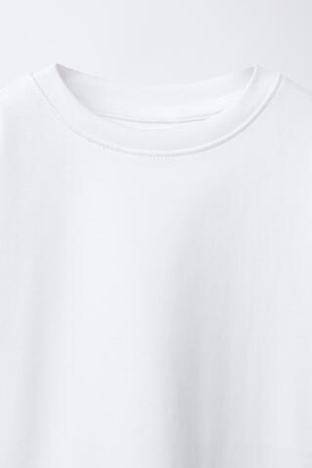 ZARA БАЗОВАЯ ФУТБОЛКА INTERLOCK, БЕЛЫЙ