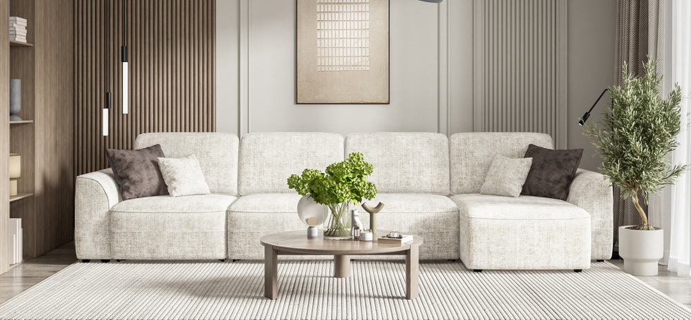 Угловой диван KING MODOOL MAX шенилл IQ кварц