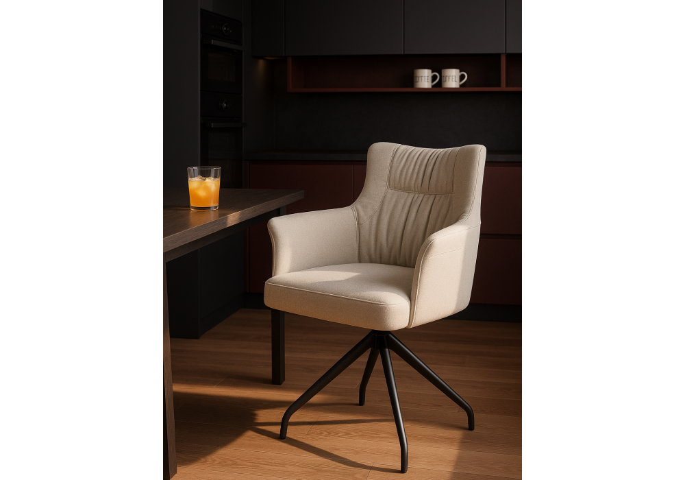 Стул на металлокаркасе Woodville Kaser 360 крутящийся ivory, black, ножки черные