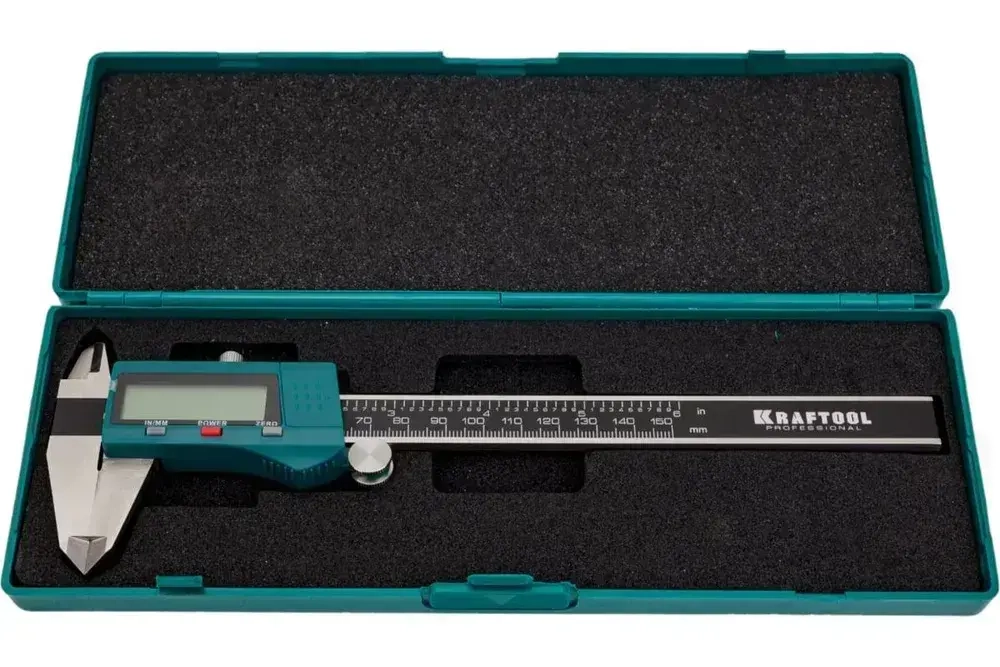 Штангенциркуль электронный KRAFTOOL 150 мм, нерж.сталь, мм/дюймы, дисплей , кейс