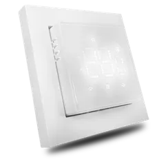 Термостат с датчиком пола,  16 A,  55*55 мм.,  белое стекло