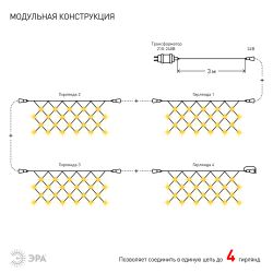 ENOS-01B ЭРА Гирлянда LED Сеть 1,2м*1,5м теплый свет, 24V, IP44