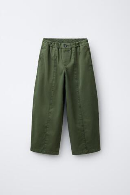 ZARA БРЮКИ BALLOON С ВЕРТИКАЛЬНЫМИ СТРЕЛКАМИ, ХАКИ