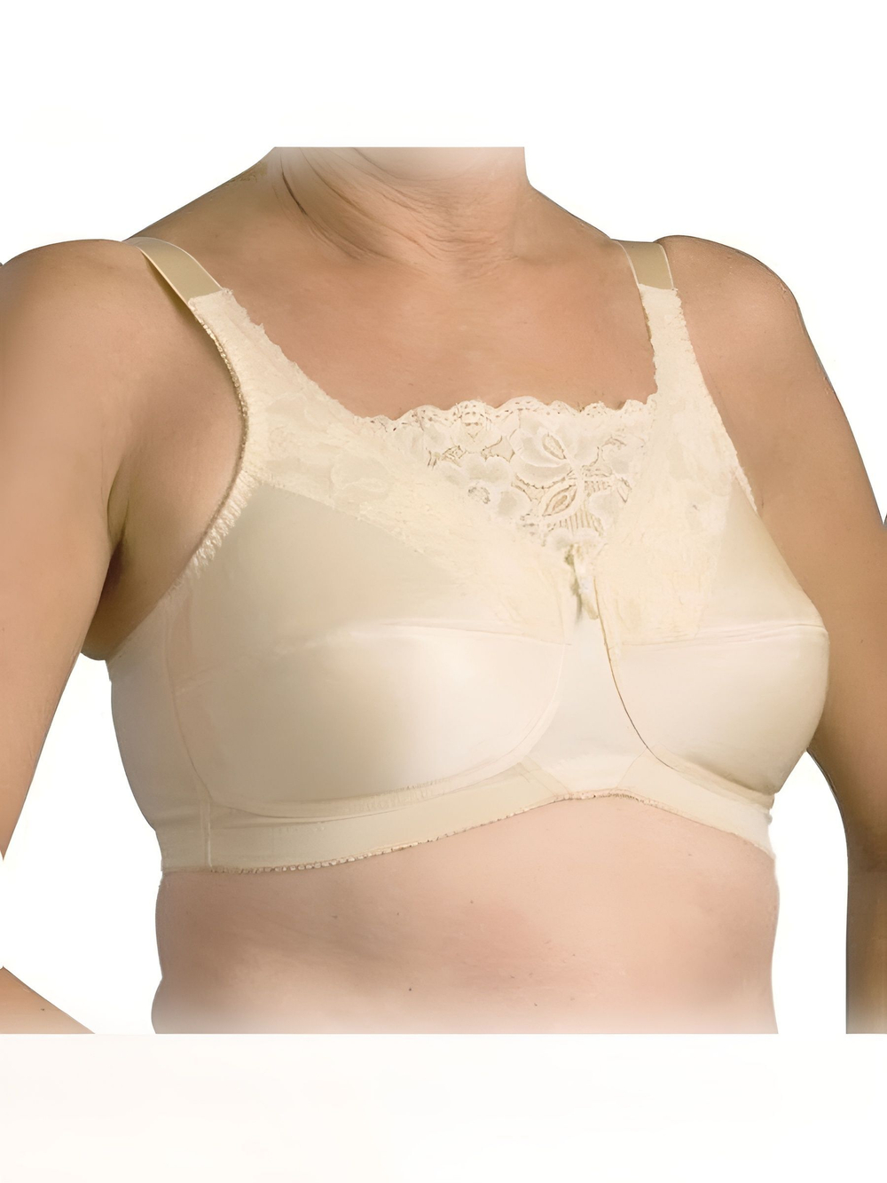 Бюстгальтер больших размеров 105D с высоким декольте без косточек после мастэктомии