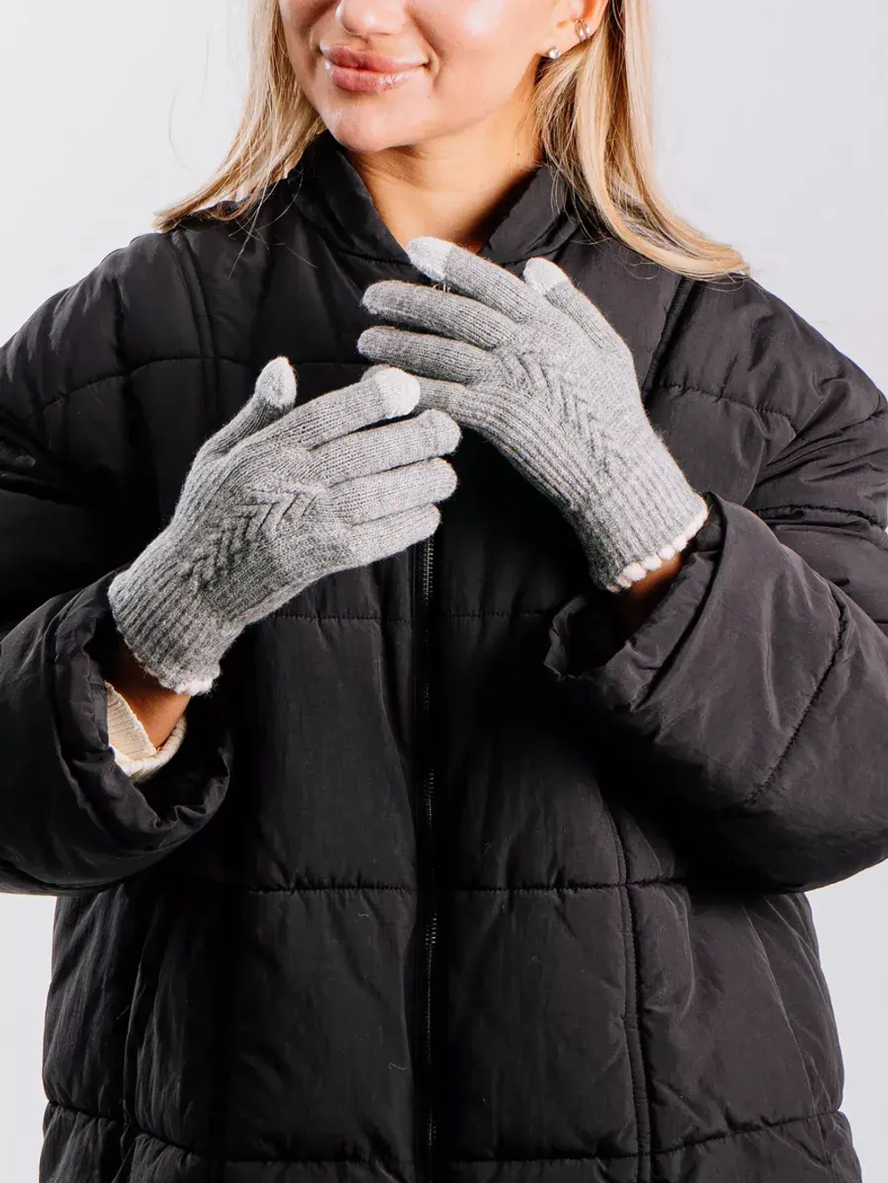 Перчатки теплые вязаные