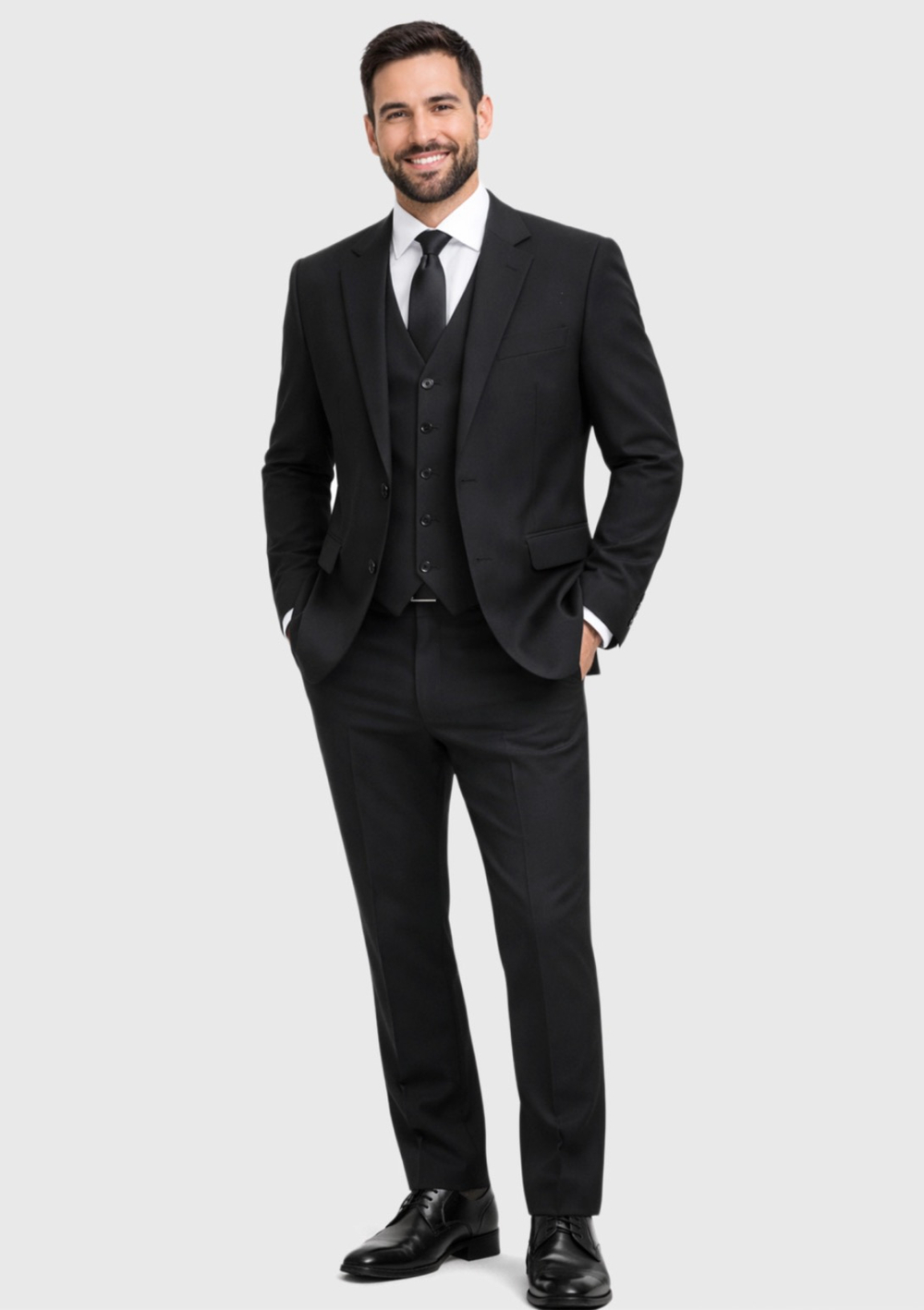 Мужской костюм тройка (черный) А89