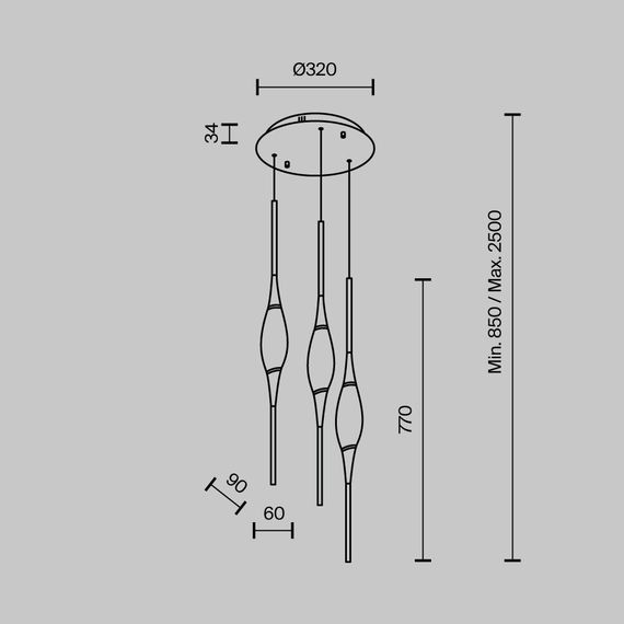 Подвесной светодиодный светильник Modelux Modestyle MS.88921.3 GD
