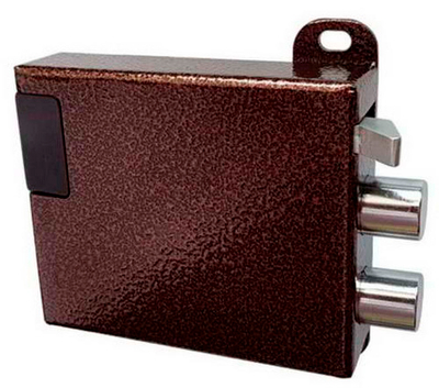 Замок электромеханический Саратов "Полис11-01" накладной с защелкой, кл/кнопка