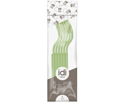 Вилки пластиковые, салатовые 221128820/04 IDIland - упаковка 6шт.