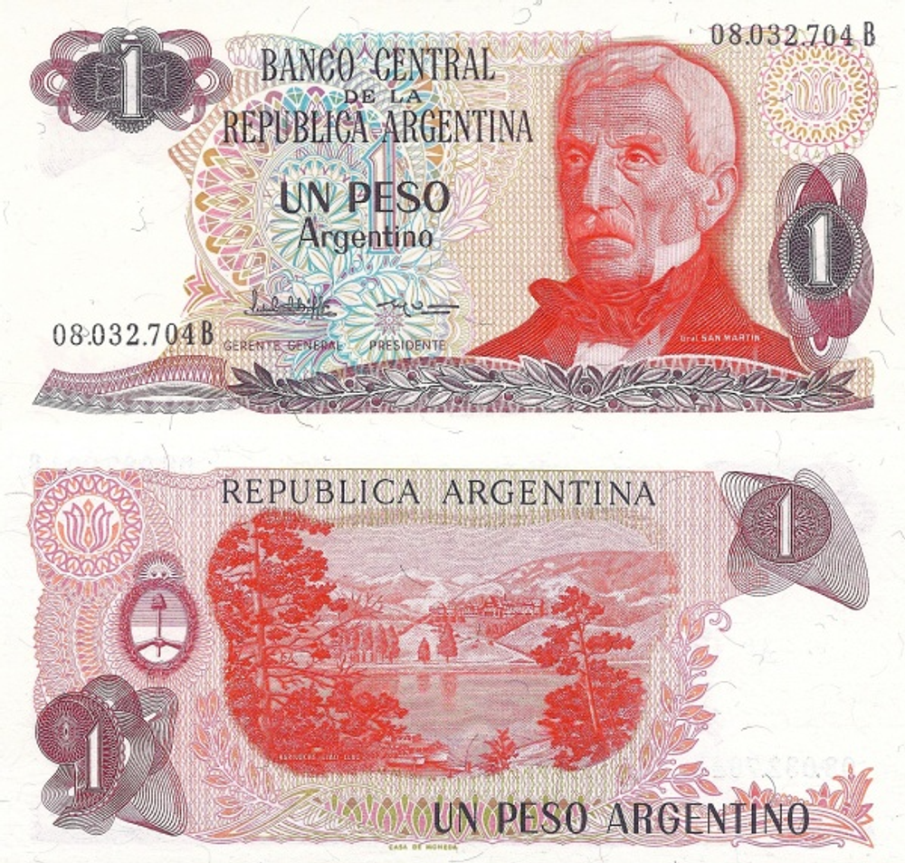 Аргентина 1 песо 1983-1984 Генерал Хосе де Сен-Мартен UNC