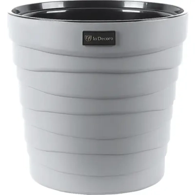 Кашпо для цветов пластиковое 7,5л d-27,1см «Бархан» Серый жемчуг