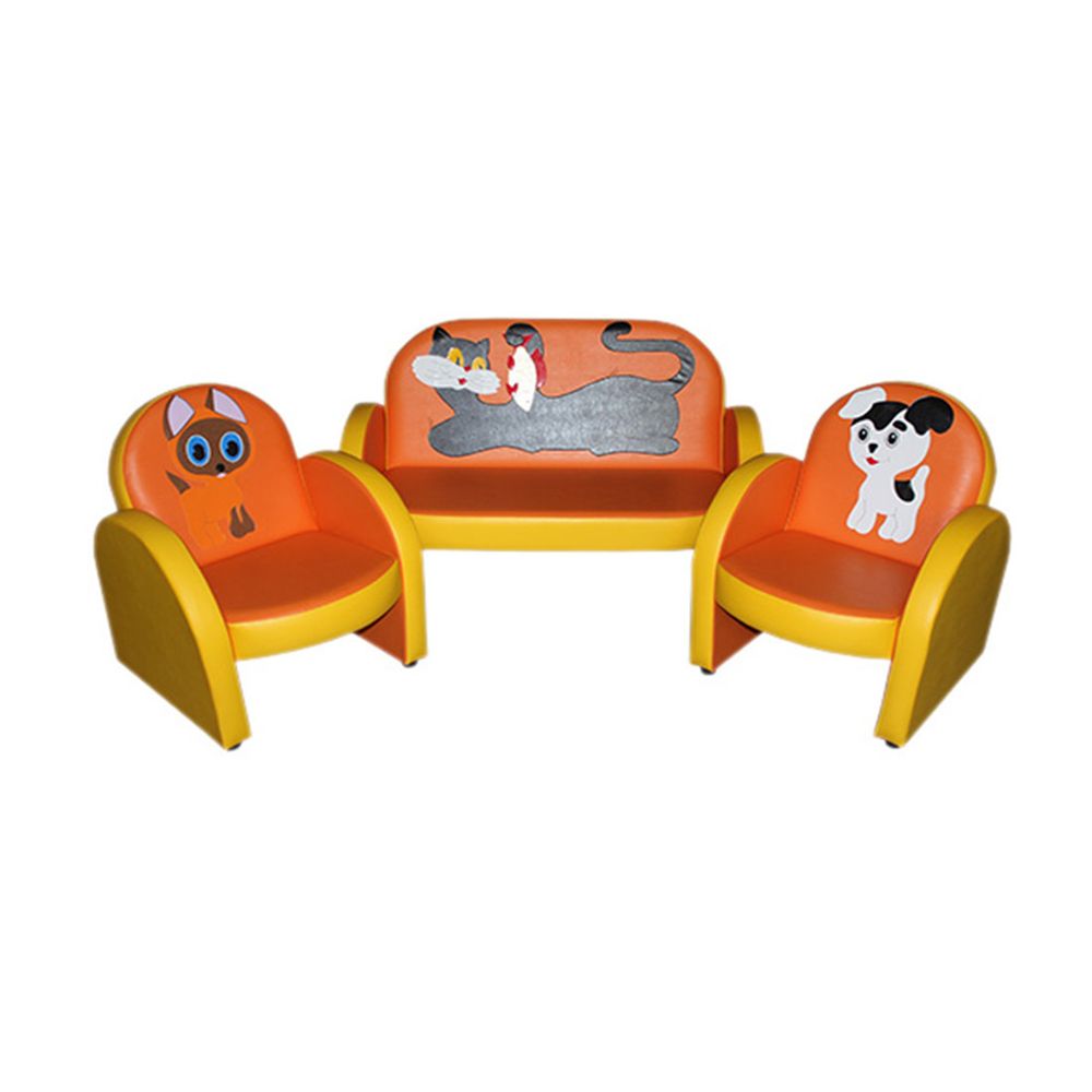 Комплект мягкой игровой мебели «Малыш с аппликацией» оранжево-желтый