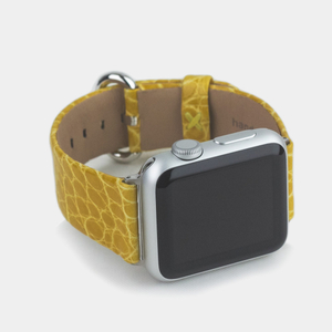 Ремешок для Apple Watch 40/41/42 mm из кожи аллигатора цвета, желтый лак