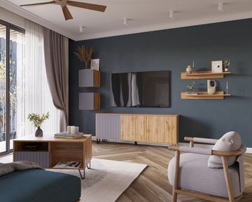 Гостиная модульная ЛИВЕРПУЛЬ-1 дуб вотан / графит софт