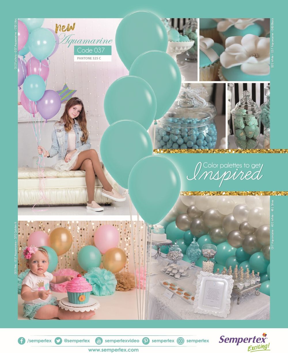 Шар (12''/30 см) Аквамарин (037), пастель, 50 шт.