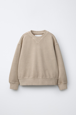 ZARA ОДНОТОННАЯ ТОЛСТОВКА ИЗ КРАШЕНОЙ ТКАНИ, БЕЖЕВЫЙ