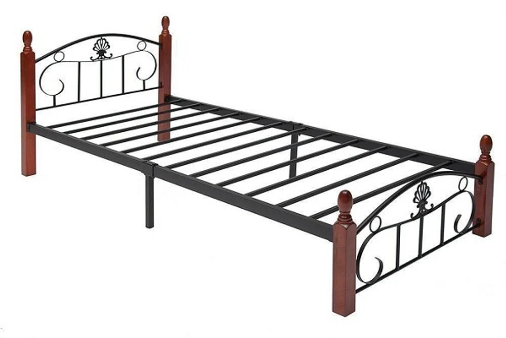Кровать РУМБА (AT-203)/ RUMBA -дерево гевея/металл, 160*200 см (middle bed), красный дуб/черный