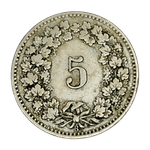 Switzerland, 5 Rappen, 1909 – Libertas Series, VF