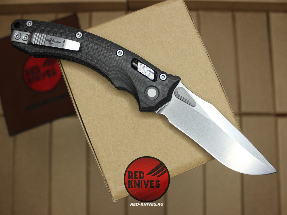 Нож Microtech Amphibian Carbon - рукоять чистый карбон, клинок стоунвош RK/461