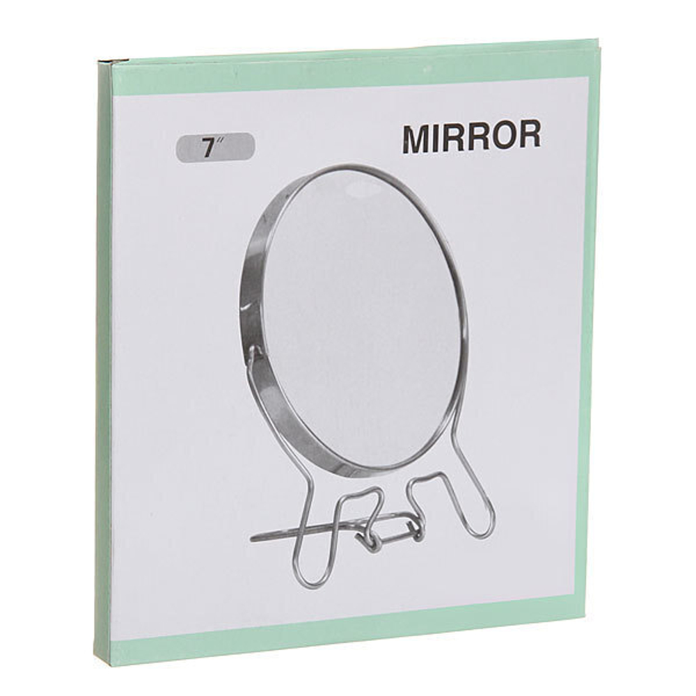 Зеркало настольное в металлической оправе «Практика» круг, подвесное, цвет розовый, d-14см