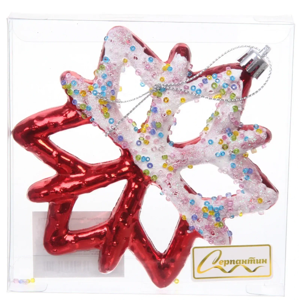 Елочная игрушка «Зимняя снежинка» 10*1*12 см, красный