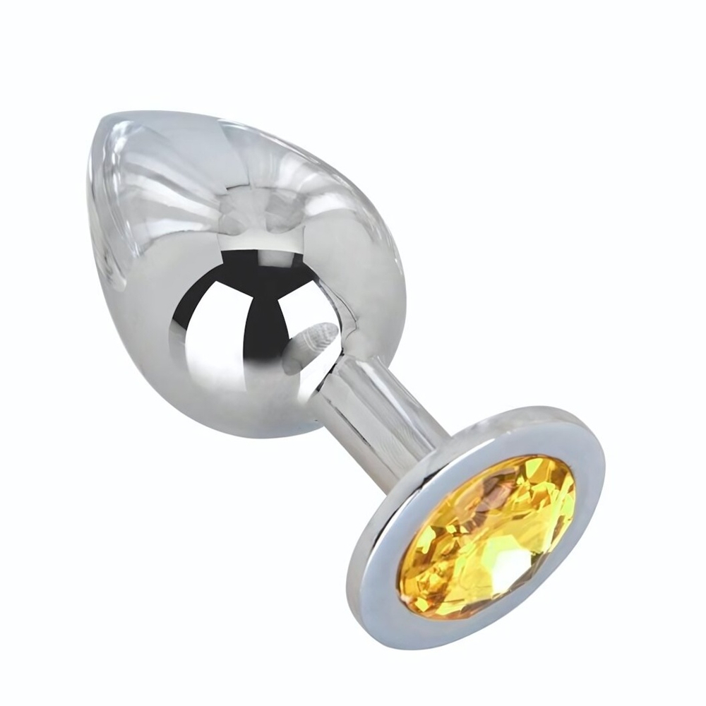 Большой стальной плаг с желтым кристаллом Sweet Lemon - 9,5 см. (Цвет: желтый)
