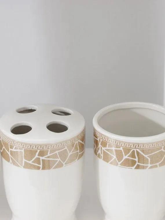 Набор аксессуаров для ванной комнаты Доляна «Мрамор», 3 предмета (дозатор с подставкой 550 мл, 2 стакана)