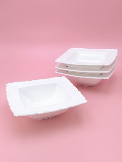 Тарелка глубокая с бортиком 16х5,5 см. квадратная, набор 4 шт. "Орнамент"