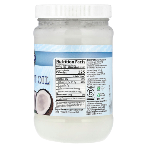 Garden of Life, необработанное нерафинированное кокосовое масло высшего качества, 414 мл (14 жидк. унций)